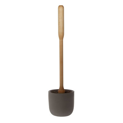 Brosse de toilette WC gris clair en bois de bouleau